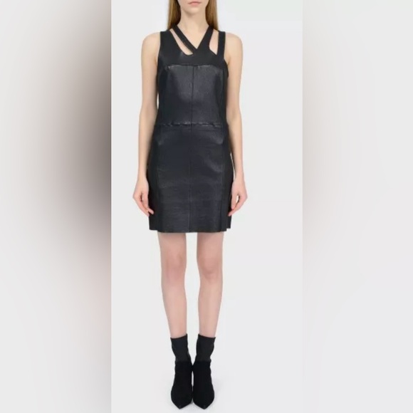 Zadig & Voltaire de luxe lamb leather Black Mini Dress, US2 - Picture 1 of 11